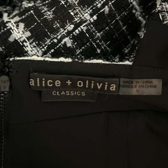 ⭐️Alice + Olivia Kaidera Tweed Black and White Tweed Mini Dress⭐️ - Picture 5 of 5